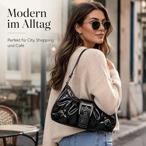 TJHDSF Y2K Bag, Vintage Tasche, Vintage Bag, Damen Umhängetasche PU-Leder | Y2K Tasche, Vintage Handtasche Damen, ästhetische Punk-Stil Tasche, 2000s Retro Design, Geschenkidee thumbnail 8