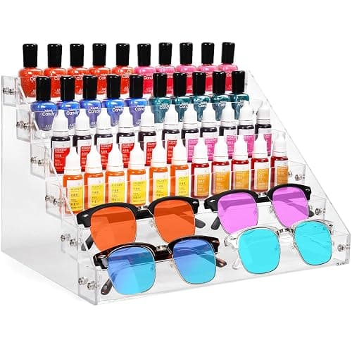 AumVum 6-Tier Nail Polish Organizer Rack, Acrylic Display Stand Holder for Nail Paint, Tattoo ink, Essential Oil, Sunglasses Storage for Salon Vanity Table, Home Decor, Holds 72 Bottles thumbnail 8