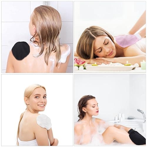 URAQT Exfoliating Gloves, 3 Pack Body Scrub Glove Bath SPA Exfoliating Mitts, Dual-Sided Deep Clean Exfoliation Scrubbing Mitt, Dead Skin Remover Glove Deep Body Scrubber（Black） thumbnail 6