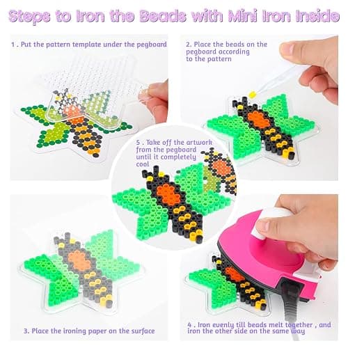 Meland Fuse Beads with Mini Iron - 24,000pcs Beads for Crafts for Girls Age 3-12 Year Old, 24 Color 5MM Melty Bead Set, Art & Craft Kit for Girls Gift Idea for Birthday Christmas thumbnail 3