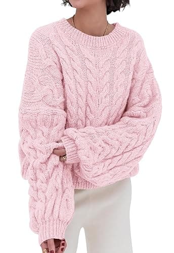 PRETTYGARDEN Womens Sweaters Fall 2025 Cable Knit Long Sleeve Crewneck Oversized Sweater Chunky Pullover Loose Outfits - Image 1