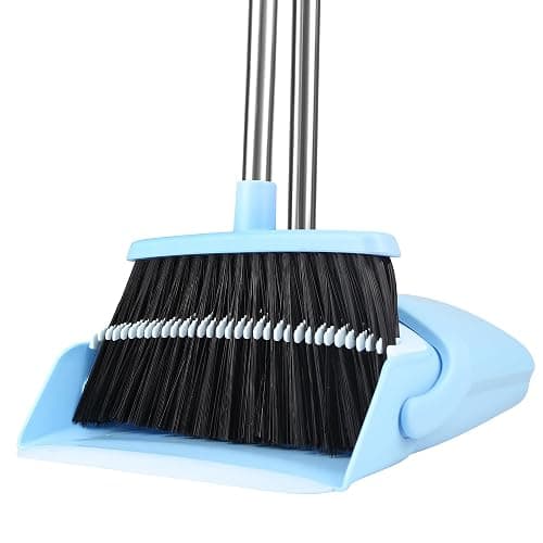 BSKLIN Broom and Dustpan Set, House Broom for Sweeping Indoor Collapsible Broom with Dust Pan Combo Set for Home Office Kitchen Lobby Floor Pet Hair - Image 1