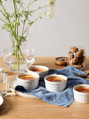LE TAUCI Ramekins 4 oz Oven Safe for Creme Brulee, Charcuterie Boards Bowls for Souffle, Small Sauce Bowl, Ceramic Baking Dishes - 3.8 inch, Set of 4, Arctic White thumbnail 2