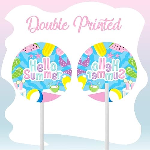 36pc Summer Cupcake Toppers - Pool Party Decorations - Water Themed Birthday Cake Picks for Swimming Baby Shower thumbnail 5