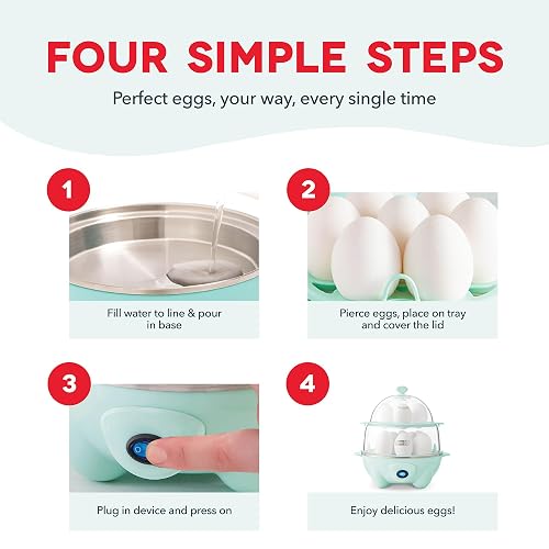 DASH Deluxe Rapid Egg Cooker for Hard Boiled, Poached, Scrambled Eggs, Omelets, Steamed Vegetables, Dumplings & More, 12 capacity, with Auto Shut Off Feature - White thumbnail 5