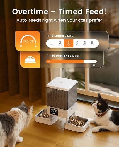 oneisall Automatic Cat Feeder for 2 Cats, 20 Cups/5L Automatic Cat Food Dispenser for Small Pets Indoor, Timed Cat Feeder for Dry Food(White) thumbnail 7