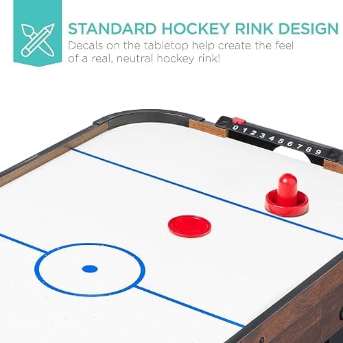Best Choice Products 40in Portable Tabletop Air Hockey Arcade Table for Game Room w/ 100V Motor, Electric Fan, 2 Strikers, 2 Pucks thumbnail 6