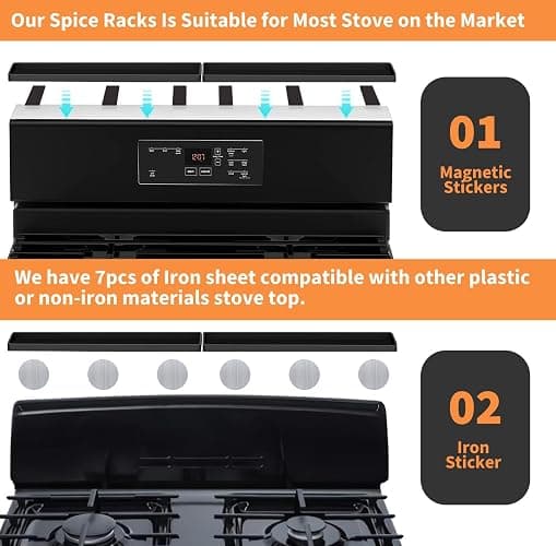 30 Inch Silicone Magnetic Stove Top Shelf, Kitchen Shelf Over Stove Spice Rack Apartment Must Haves Kitchen Gadgets for Above Stovetop Seasoning Organization and Storage with 2 Functional Prtitions thumbnail 4