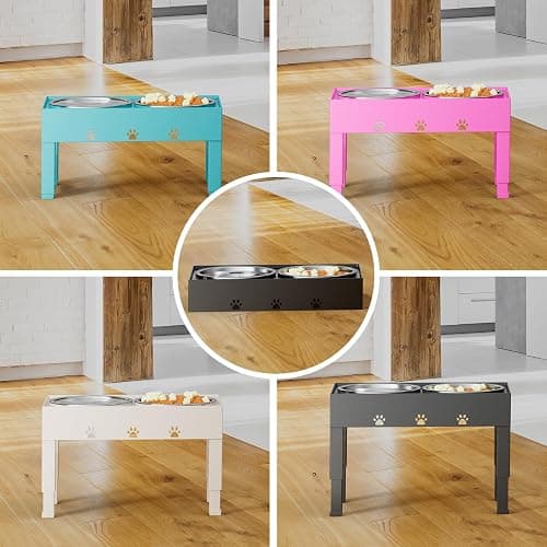 LAKIPETN Elevated Dog Bowls with 2 Stainless Steel Bowls, Raised Dog Food Bowl Stand 5 Height Adjustable (3.1", 9", 10", 11", 12") Non-Slip Feeder Station Set for Medium and Large Dogs - Black thumbnail 9