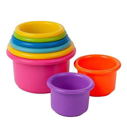 The First Years Stack & Count Stacking Cups - Colorful Baby Stacking Water Toys Set - Stackable Cups for Learning - Baby Bath Toys - Toddler Water Table Toys - 8 Count - Cups