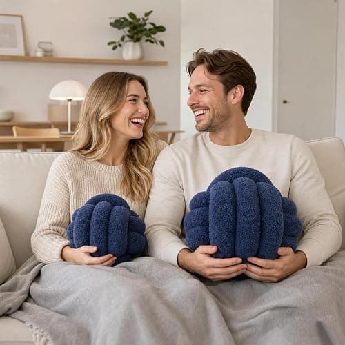 Onechionede Knot Pillow - Throw Pillows Room Décor Couch Pillow for Living Room Relieve Stress, Decorative Pillows Round Knot Cushion Pet Toy, Navy 12 Inch thumbnail 2