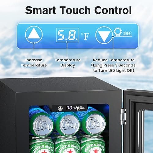 Electactic 24 Cans Beverage Refrigerator Cooler, Mini Fridge Countertop Drink Cooler for Soda, Canned Beer, Adjustable Digital Temperature Control for Home Dorm Office, Black thumbnail 4