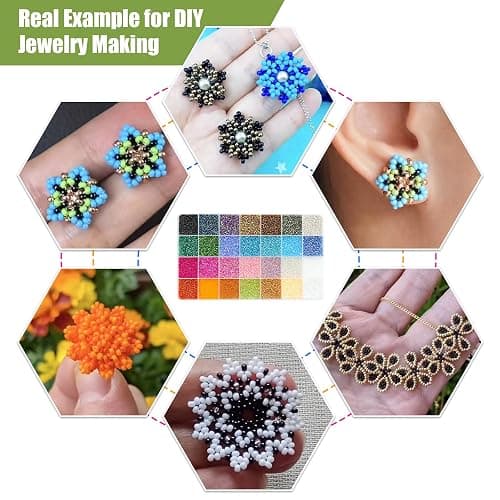 Ybxjges 24000Pcs 2mm Glass Seed Beads Kit, with 28 Colors Small Beads Kit for Girls,Women and Adults,Bracelets, Necklaces,Earring,Jewelry Making Supplies thumbnail 6