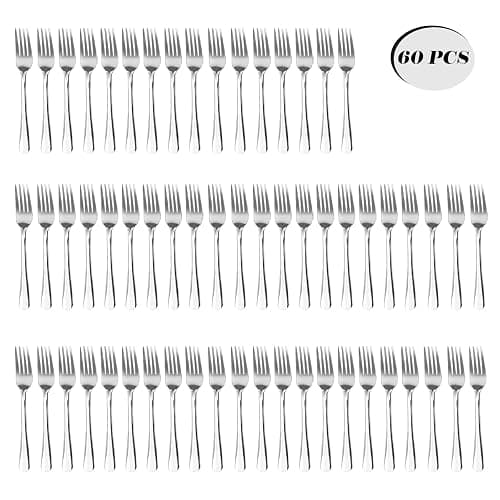 Hansmart 60 PCS Dinner Fork Set - Windsor Stainless Steel Silverware Fork 7.1 Inch with Dishwasher Safe Flatware Forks for 60,Table Forks for Home,Kitchen or Restaurant thumbnail 7