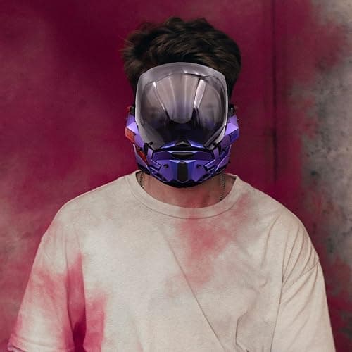 Zhongren LED Cyberpunk Mask for Men Face Mask Detachable for Holloween Cosplay Costume Holiday Party Tactical Movie Prors thumbnail 8