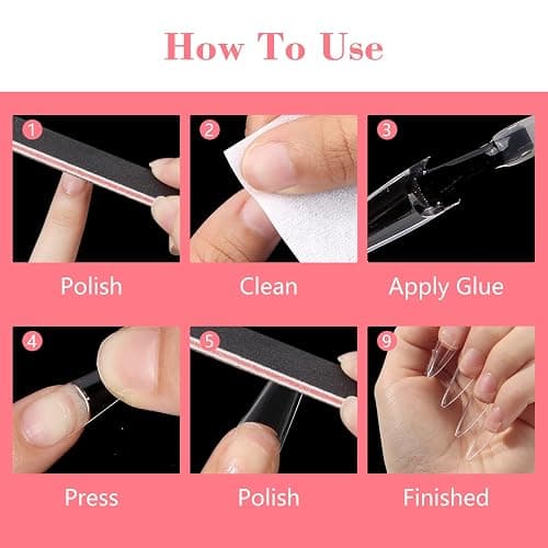 Clear Stiletto Nail Tips, No C Curve Medium Nail Tips for Acrylic Nails Professional, 550PCS Soft Gel Nail Tips Half Cover Stiletto Almond Fake Nails for Nail Extension, Use for Nail Salon Home DIY thumbnail 7