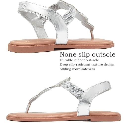 Luoika Women's Wide Width Flat Sandals, Flip Flop Thong Strappy Rhinestone Comfortable Summer Beach Shoes thumbnail 6