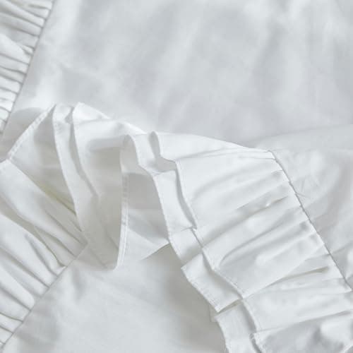 Lemfux White European Pillow Shams 18x18 Inch 100% Cotton, Set of 2, Decorative Euro Sham Covers with Ruffled French Country Style White Euro Sham Covers thumbnail 7