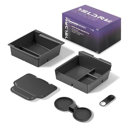TSLDRV Center Console Organizer Tray for Tesla Model Y Juniper Accessories 2025 2026/For Tesla Model 3 Highland Accessories 2024 2025 2026 [Slide Smoothly/US Patent] Cup Holder Matte Black thumbnail 8