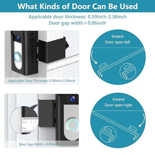 KIMILAR 2024 Upgrade Anti-Theft Video Doorbell Mount, Not Block Doorbell Motion Sensor, Adjustable No-Drill Mounting Bracket Wedge Holder Accessories for Home Rentals Office, Not for Security Door thumbnail 3