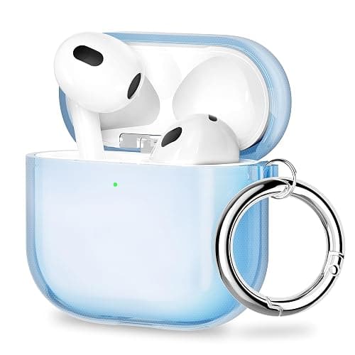 ULAK Compatible with AirPods 4 Case, Transparent Soft TPU Protective Case Cover for AirPods 4th Generation 2024 with Ring Keychain Accessories for Women Girls [Front Led Visible], Blue - Image 1