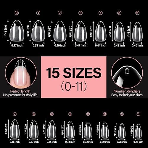 AILLSA Short Almond Thickened Nail Tips for Nail Extensions | Pre-shaped Almond Shaped Half Matte Nails Tips 240pcs 15 Sizes with Storage Box thumbnail 6