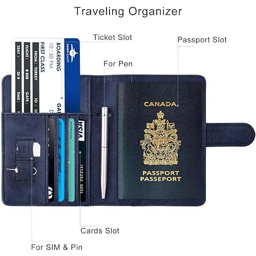 WALNEW RFID Blocking Passport Holder Travel Wallet Cover Case thumbnail 5