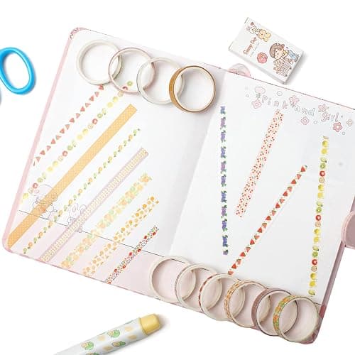 YUBBAEX 10 Rolls Sparkling Washi Tape Set 8mm Skinny Gold/Silver Foil Decorative Masking Washi Tapes for Bullet Journal,Scrapbook, Planner, DIY Crafts (Various Fruits) thumbnail 5