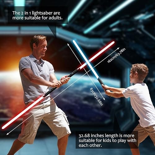 2 in 1 Dueling Lightsaber Double Light Saber,Lightsabers for Adults Christmas Birthday Gifts, 2Packs Fx Saber with 12 Colors Light Sabers for Kids Toys Teens Halloween Cosplay Children's Day Party thumbnail 2