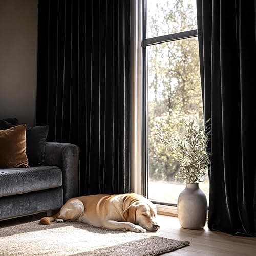 MIULEE Black Velvet Blackout Curtains 84 Inch Long 2 Panels, W40 x L84 | Luxury Super Soft, Thermal Insulated, Room Darkening Drapes, Rod Pocket Design, Window Curtains for Bedroom Living Room thumbnail 7