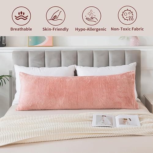 WhatsBedding Memory Foam Body Pillow with Plush Fuzzy Cover, Full Body Pillow for Adults, Long Pillow for Sleeping, Soft Pillow Fluffy Supportive thumbnail 6