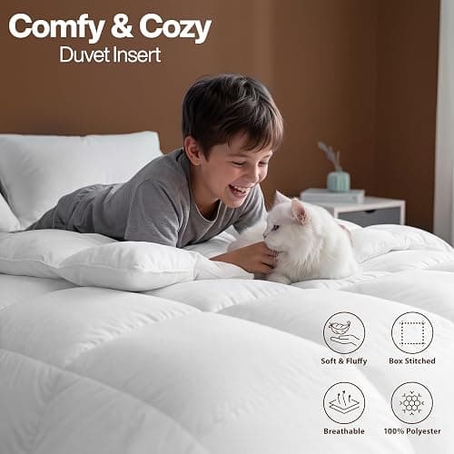 Utopia Bedding Queen Comforter, Duvet Insert, White, 88 x 88 Inches | Soft and Fluffy Down Alternative Bed Comforter, All Season, Breathable, Corner Tabs, Box Stitched, Durable, Machine Washable thumbnail 7