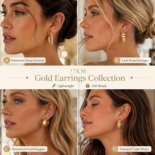 42 Pairs Gold Hoop Earrings Set for Women, Fashion Chunky Pearl Earrings Multipack Twisted Statement Earring Pack, Hypoallergenic Small Big Hoops Earrings for Birthday Party Gifts Jewelry thumbnail 3