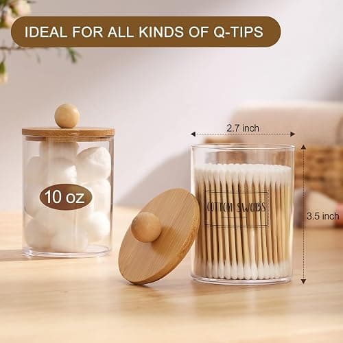 6-Pack Bamboo Qtip Holders - Bathroom Storage for Cotton Balls, Swabs, Pads, Floss thumbnail 3