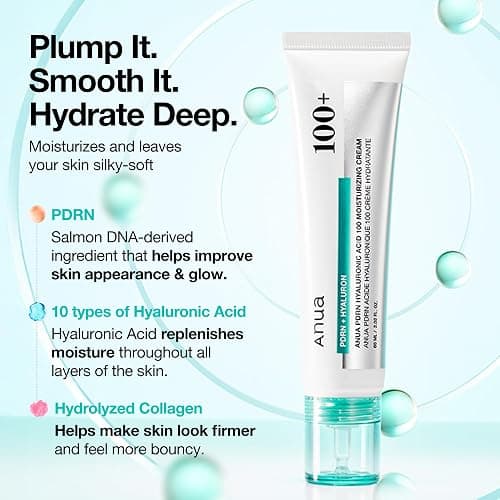 ANUA PDRN Hyaluronic Acid 100 Moisturizing Cream, Lightweight Hydrating Moisturizer with Salmon DNA, Hyaluronic Acid, Collagen For Glass Skin, Korean Skin Care (60ml / 2.02 fl. oz) thumbnail 3