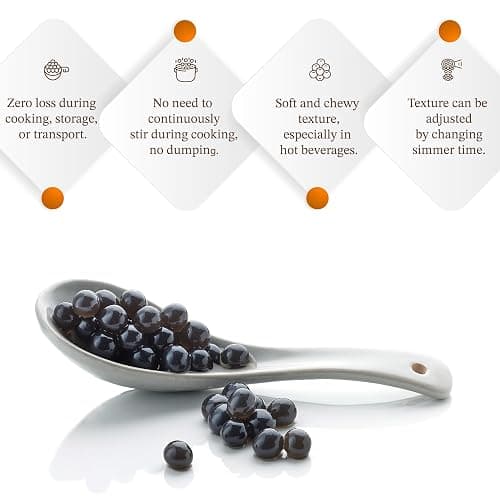 E-FA BRAND Black Tapioca Pearls (Boba), Quick Cook Tapioca Pearls for Bubble Tea, Microwave Ready in 3 Minutes, Fresh Chewy Texture, Milk Tea & Dessert Topping, Halal Certified, 2.2 LB (Pack of 1) thumbnail 6