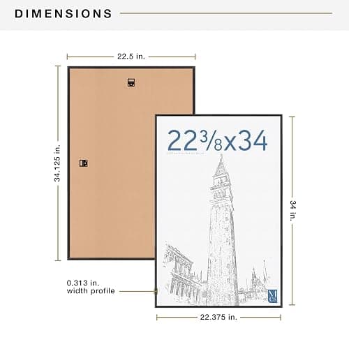 MCS Original Poster Frame 22.375x34 Black Lightweight Vertical & Horizontal Wall Hanging Large Picture Frame for Posters, Art Prints & Gallery Wall (2-Pack) thumbnail 2