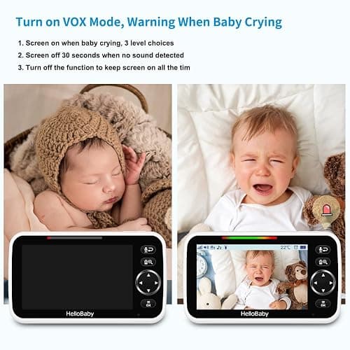 HelloBaby No WiFi Baby Monitor 5" Screen 30-Hour Battery Pan-Tilt-Zoom Video Upgrade with Camera and Audio, Night Vision, VOX, 2-Way Talk, 8 Lullabies and 1000ft Range, HB6550 thumbnail 6