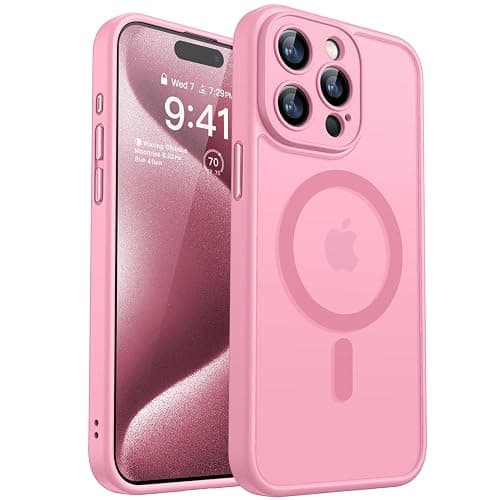 CANSHN Magnetic for iPhone 15 Plus Case, Upgraded [Full Camera Protection] [Compatible with Magsafe] [Translucent Matte] Shockproof Protective Phone Case for iPhone 15 Plus 6.7" - Pink - Pink thumbnail 2