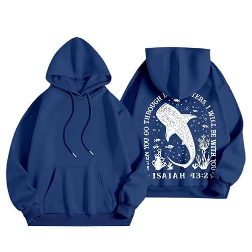 Whale Shark Hoodies For Teen Girls | Ocean Graphic Preppy Sweatshirts Oversized Y2k Pullover Tops Long Sleeve Fall Outfits thumbnail 2
