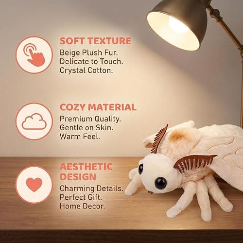 Frankiezhou Home Little Silk Moth Plush Toy - Realistic Silk Moths Stuffed Animal Keychain Toys, Cute Plushie Figure as Gift for Your Friends thumbnail 5