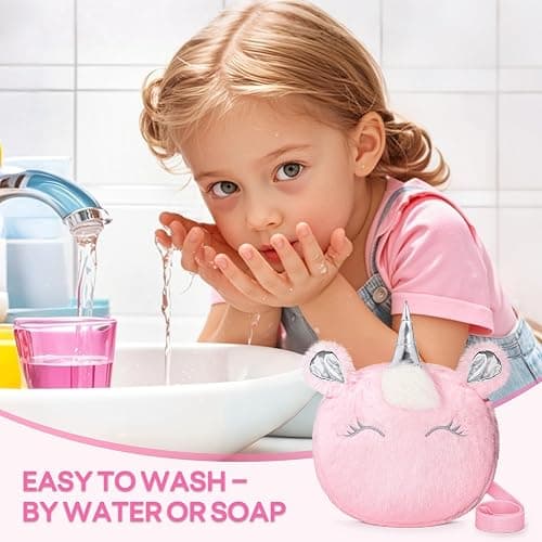 Kids Real Makeup Kit for Girls 3-10 Years Old : Washable Non Toxic Make Up Toys Sets for Toddler - 17Pcs Vanity Set with Unicorn Purse for Little Girl Ages 3 4 5 6 7 8 Birthday Gifts - Pink thumbnail 2