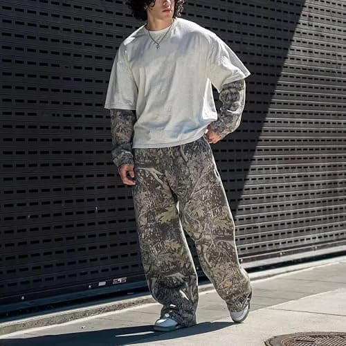 Piuntersite Men's Camo Sweatpants Loose Fit Joggers Waist Pockets Quick-Dry Hunting Hiking Workout Athletic Pants thumbnail 3