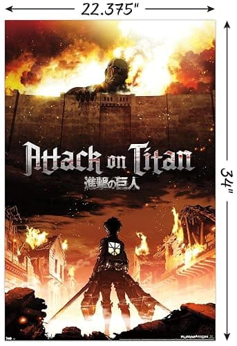 Trends International Attack on Titan - Fire Wall Poster, 22.375" x 34", Unframed Version thumbnail 3