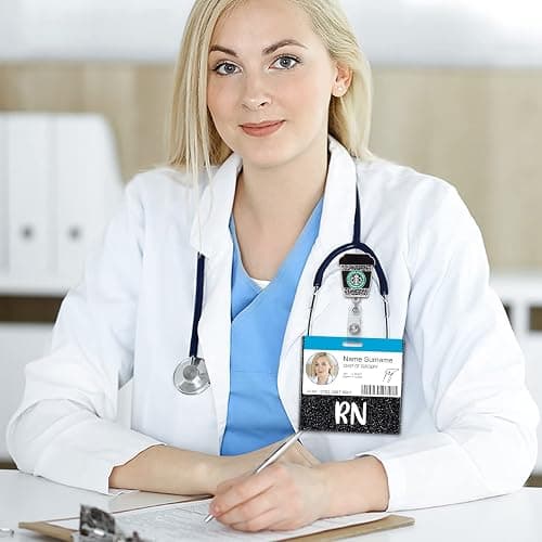 Plifal RN Badge Buddy Card Nurse Nursing Accessories Glitter Black Horizontal Badge Identification Tags - Black thumbnail 2