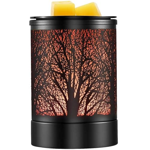 Enaroma Fragrance Wax Melts Warmer with 7 Colors LED Changing Light Classic Black Forest Design Scent Oil Candle Warmer - Image 1