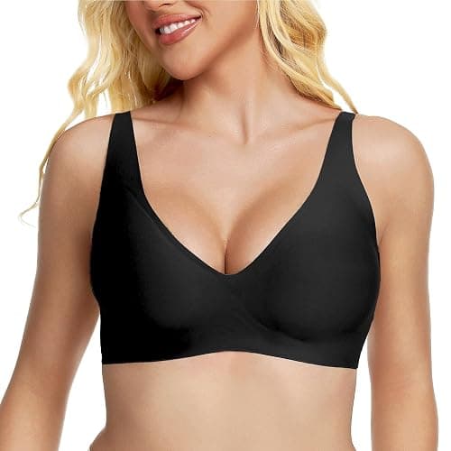 Jelly Wireless Bra Deep V Push Up Seamless T-Shirt Comfortable Plunge No Underwire Bras with Adjustable Straps Everyday Bras - Image 1