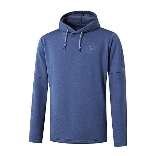M MAELREG Hoodies for Men Golf Fleece Hooded Sweatshirts Dry Fit Athletic Lightweight Casual Midlayer Mens Hoodies Pullover - Large - Mg01-blue Heather - Image 1