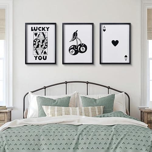HKBS Framed Black and White Poker Wall Art Decor 12"x16", Set of 3 Trendy Retro Print Wall Decor for Living Room Bathroom Bedroom Game Room Dorm Bar thumbnail 7