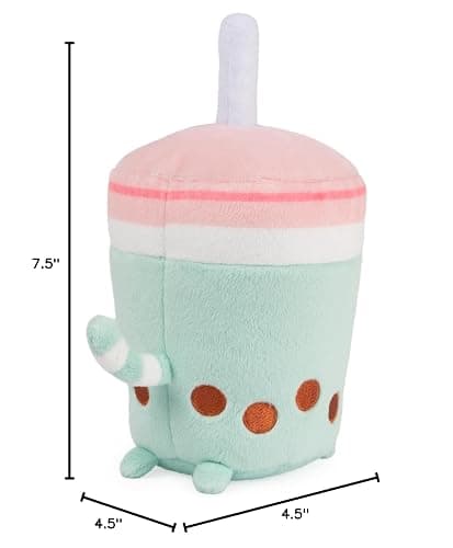 GUND Pusheen Boba Tea Cup Plush Cat Stuffed Animal for Ages 8 and Up, Green/Pink, 6” thumbnail 2